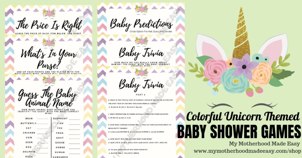 Unicorn Baby Shower Games with Answer Key