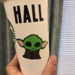 Baby Yoda on a starbucks cup made from Cricut Vinyl | Start Your Home Business Today