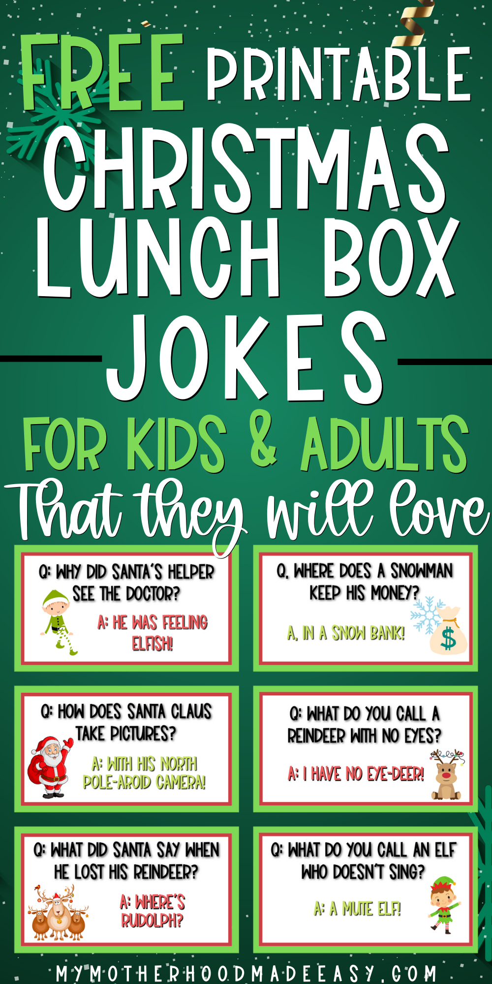 15 Funny Christmas Jokes for Kids Lunch Box Notes [FREE Printable] – My ...