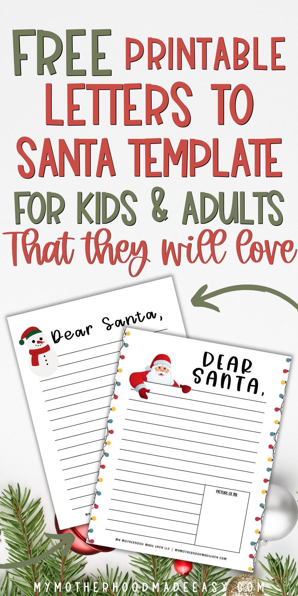 Free Printable Letters to Santa Template for Kids and Adults (2023 ...