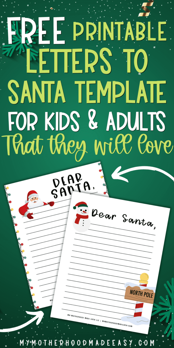 Free Printable Letters to Santa Template for Kids and Adults (2023 ...