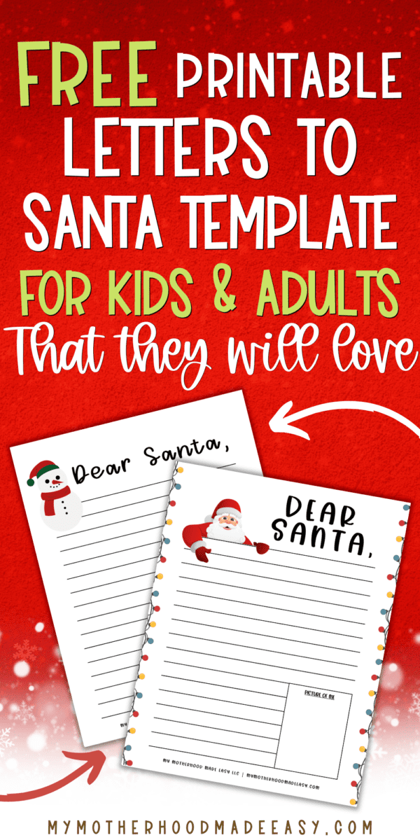 Free Printable Letters to Santa Template for Kids and Adults (2023 ...