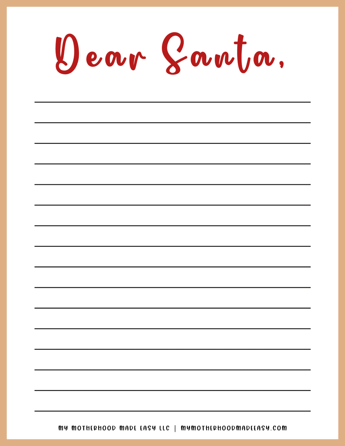 Free Printable Letters to Santa Template for Kids and Adults (2023 ...