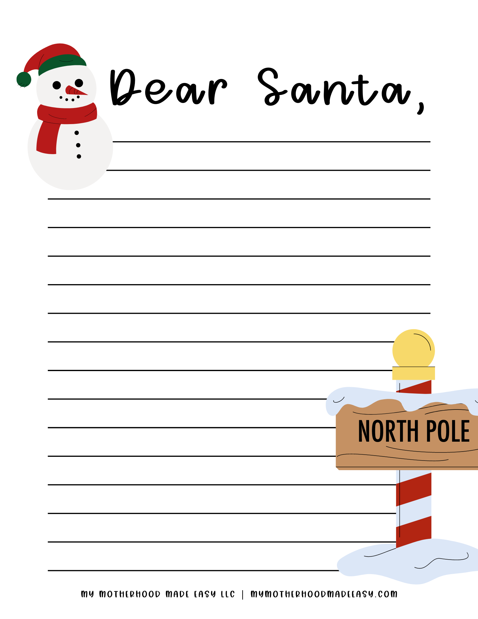Free Printable Letters to Santa Template for Kids and Adults (2023 ...