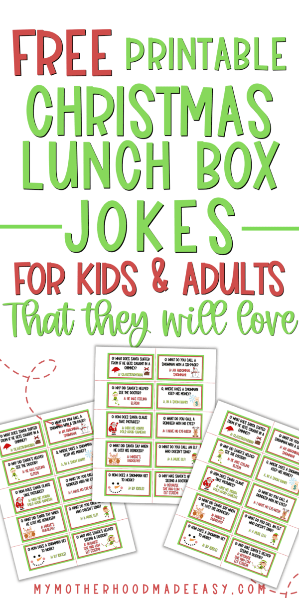 15 Funny Christmas Jokes for Kids Lunch Box Notes [FREE Printable] – My ...