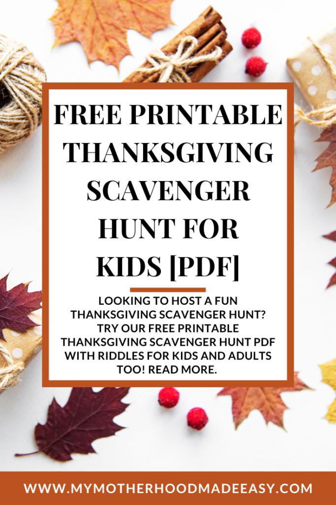 FREE Printable Thanksgiving Scavenger Hunt for Kids PDF