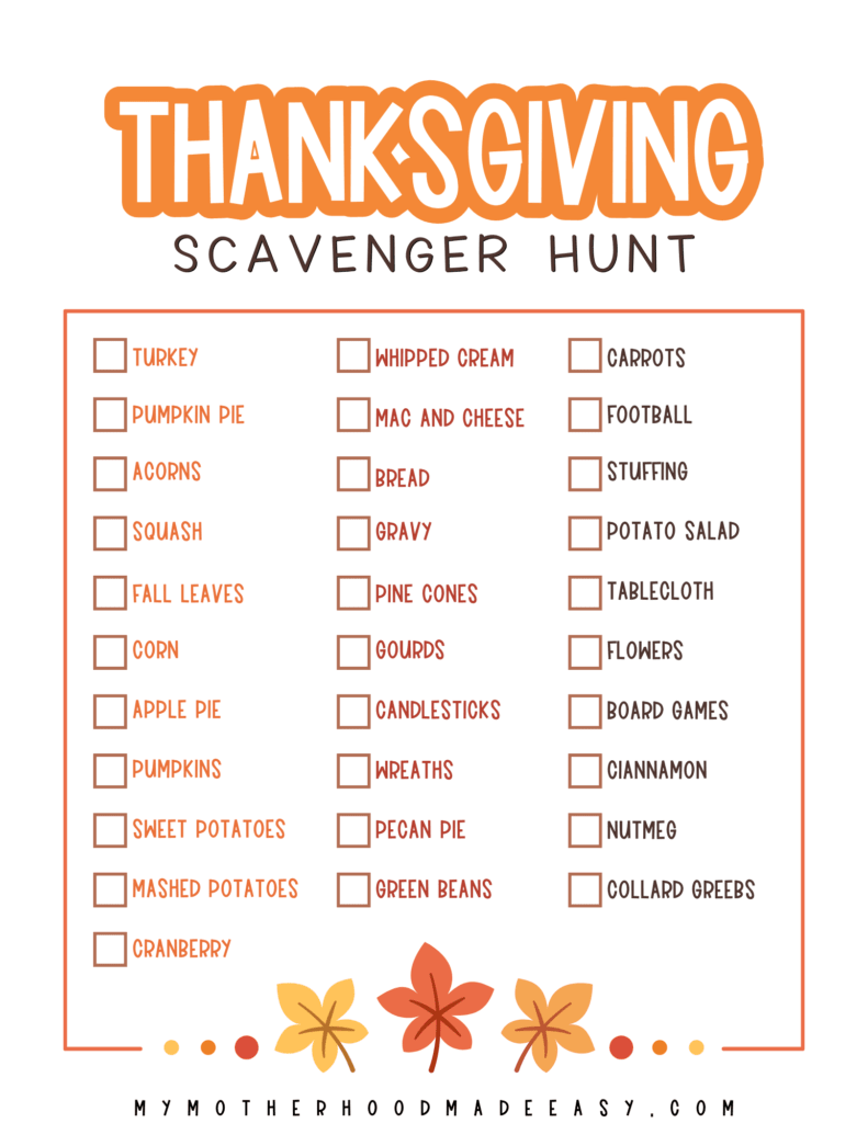 Thanksgiving Scavenger Hunt PDF