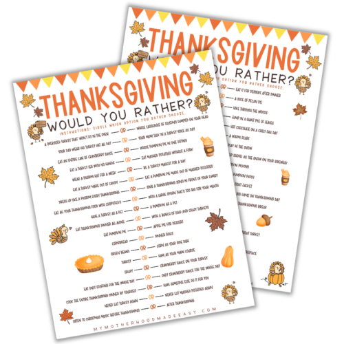 31+ FREE Thanksgiving Would You Rather Questions for Kids 2024