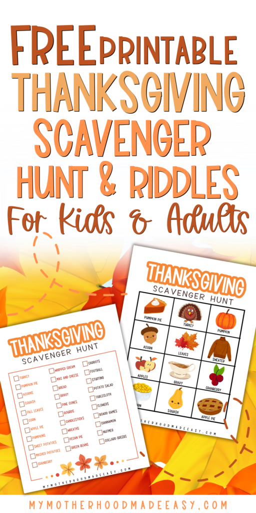 FREE Printable Thanksgiving Scavenger Hunt PDF for Kids and Adults