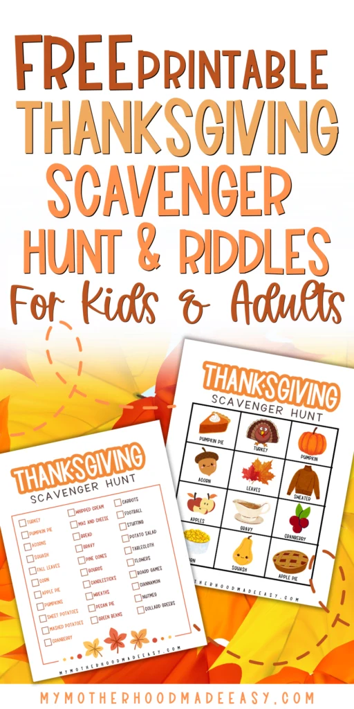 FREE Printable Thanksgiving Scavenger Hunt PDF for Kids and Adults