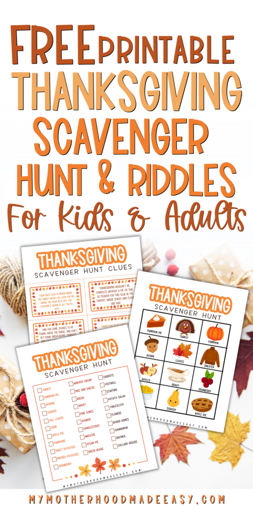 FREE Printable Thanksgiving Scavenger Games PDF