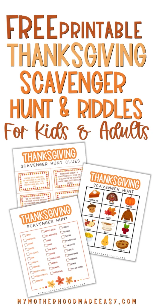 Printable Thanksgiving Scavenger Hunt for Kids