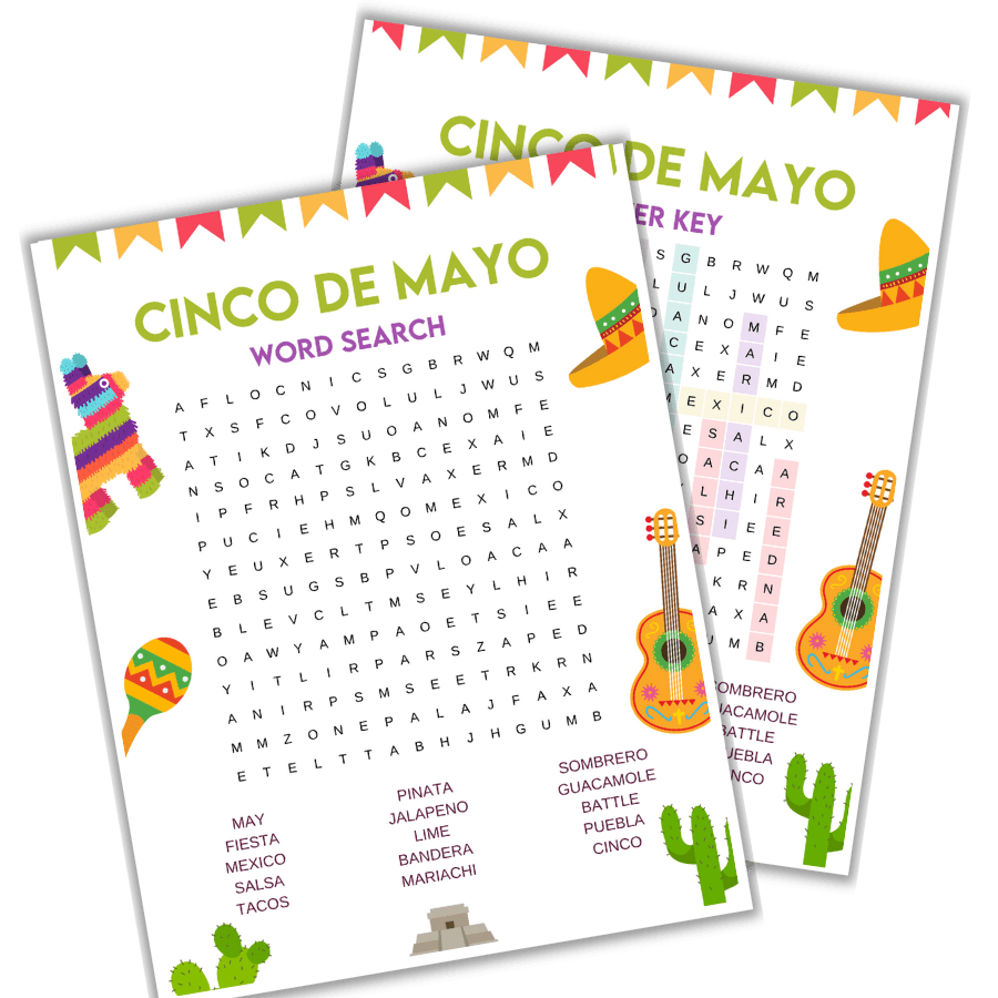 Cinco De Mayo Word Search Free Printable for Kids & Adults