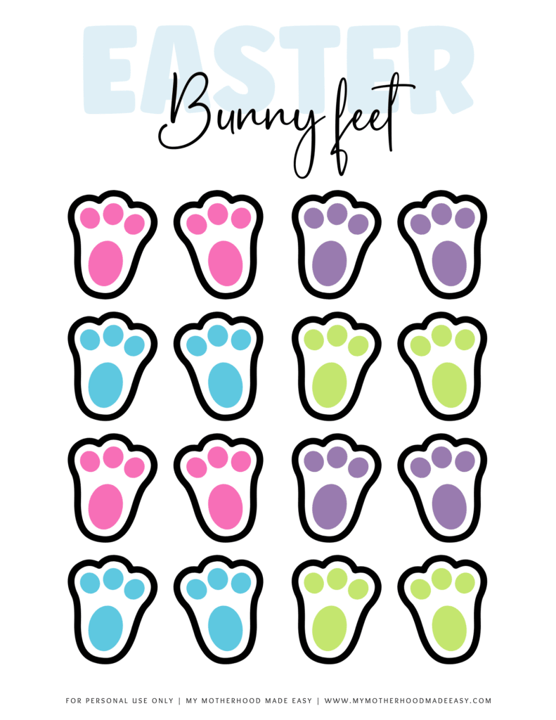 small colorful Easter Bunny Footprints