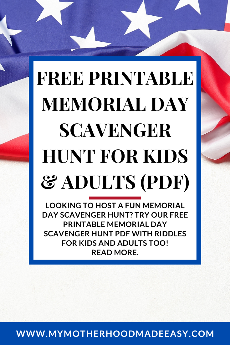 FREE Printable Memorial Day Scavenger Hunt PDF 2024