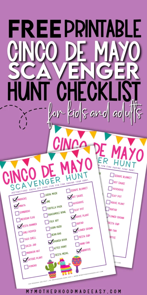 Free printable Cinco de mayo scavenger hunt