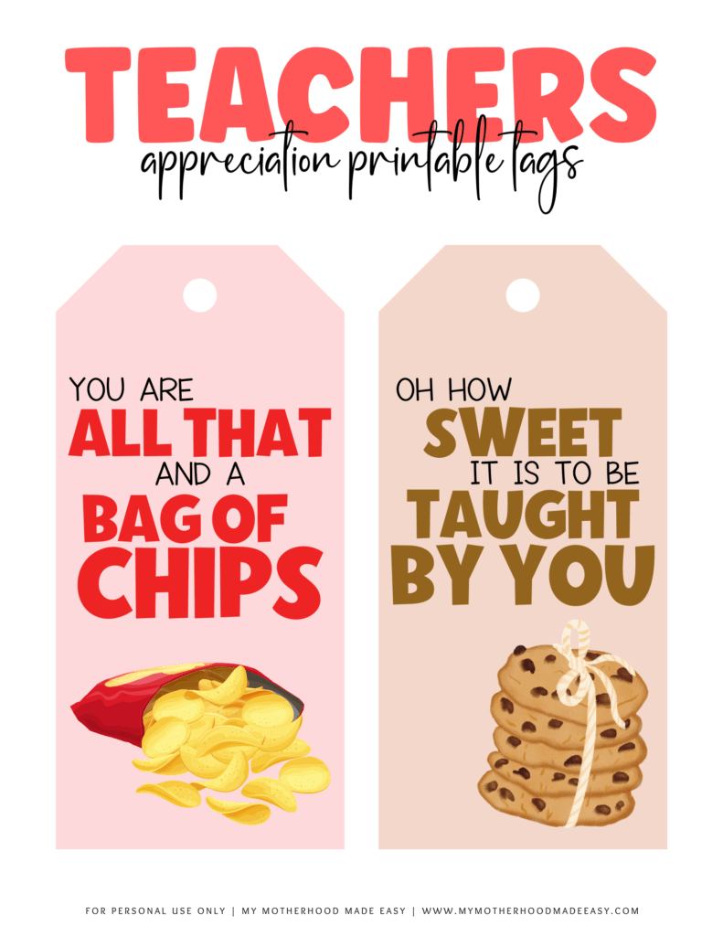 teacher appreciation printable tags free