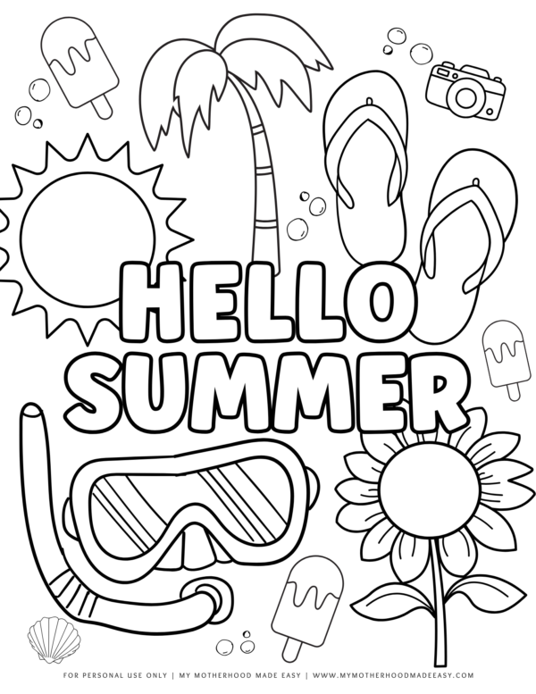 11+ FREE Summer Coloring Pages for Kids & Adults (PDF) – My Motherhood ...