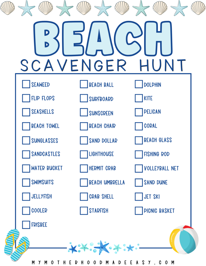 Beach Scavenger Hunt PDF Free