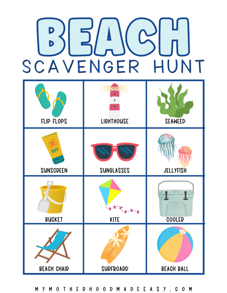 FREE Beach Scavenger Hunt Printable PDF for Kids (2024)