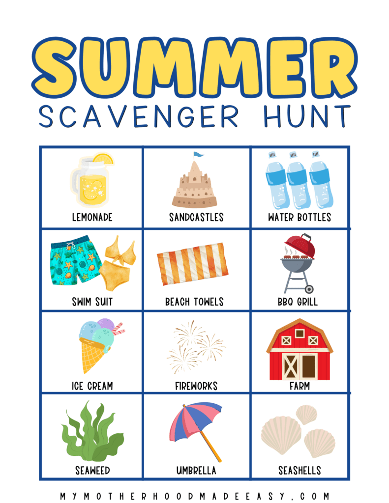 FREE Summer Scavenger Hunt Printable for Kids & Adults 2024