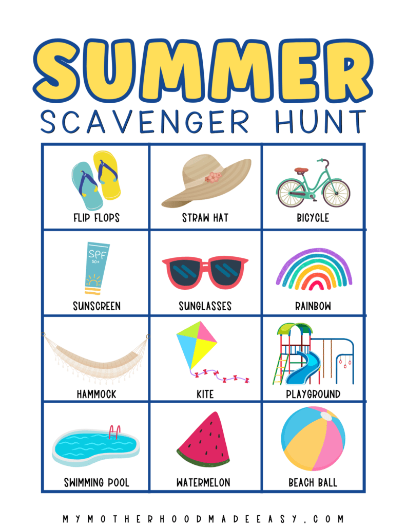 FREE Summer Scavenger Hunt Printable for Kids & Adults 2024