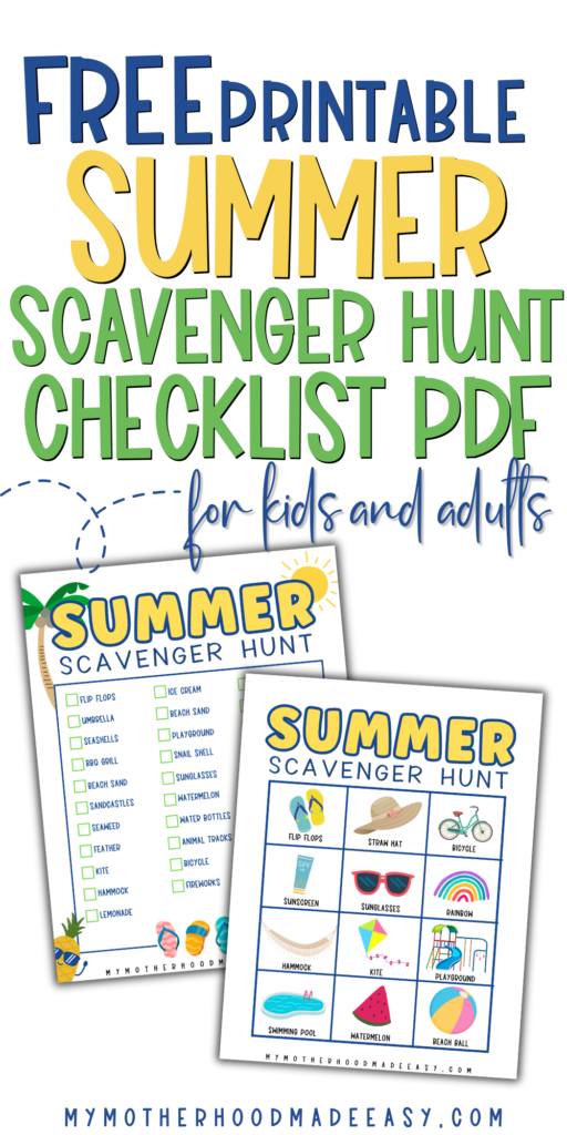 Summer scavenger hunt free printable