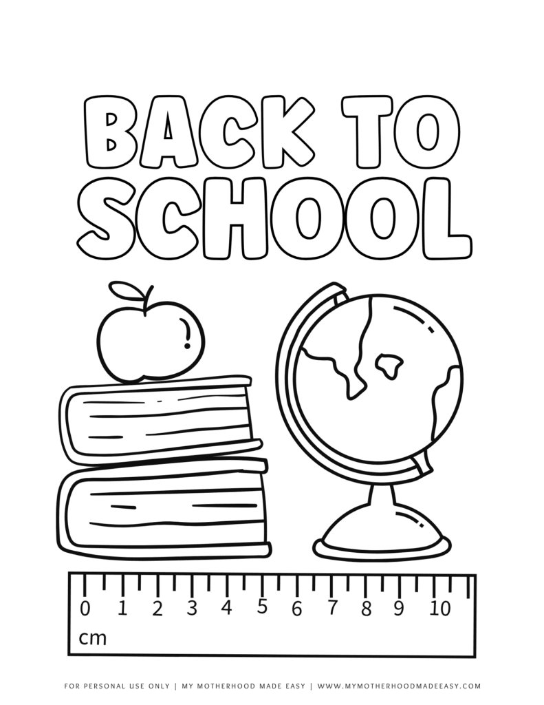 School supplies back to school coloring pages