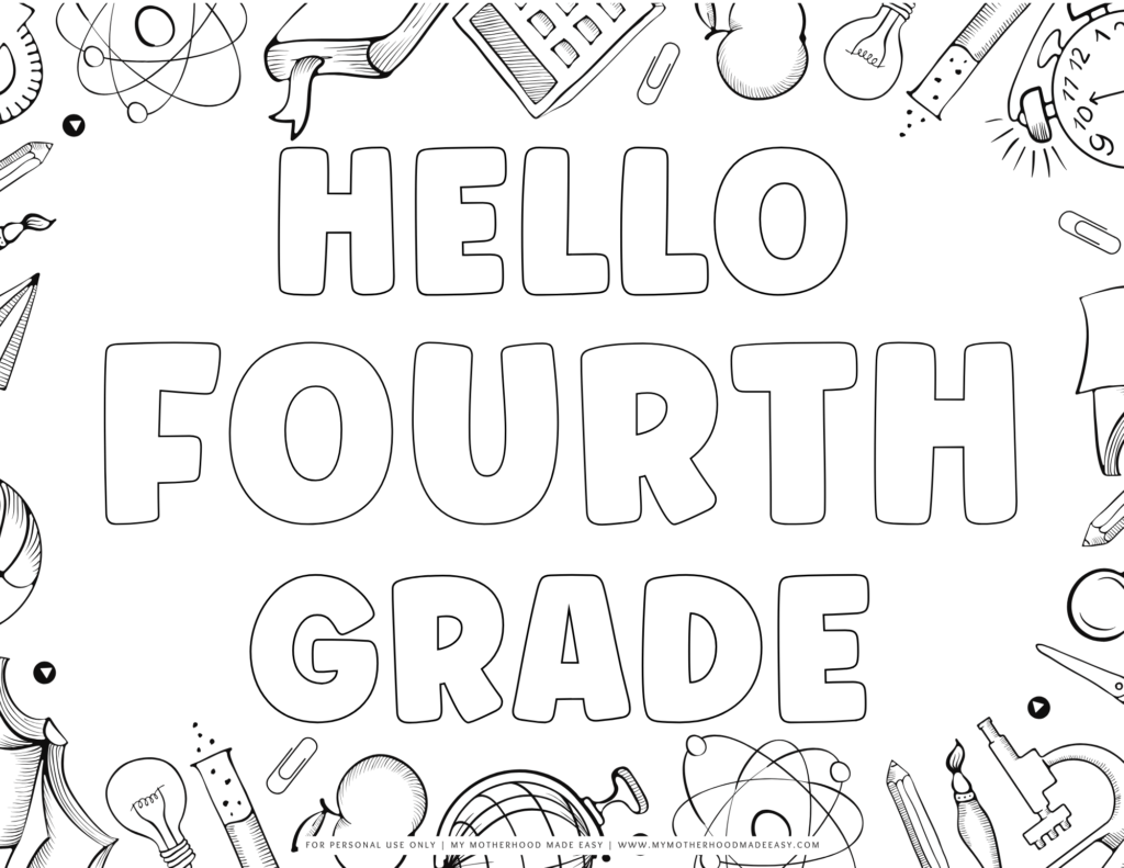 back to school coloring sheets - 4th grade