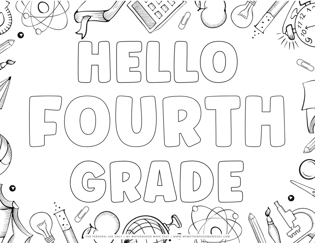 back to school coloring sheets - 4th grade