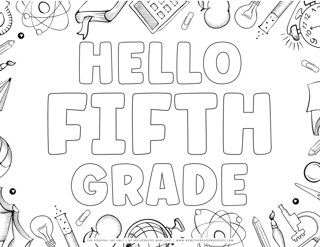 back to school coloring sheets - 5th grade