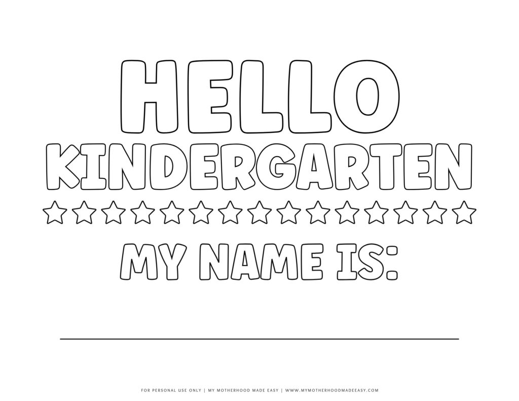 Hello kindergarten coloring sheet