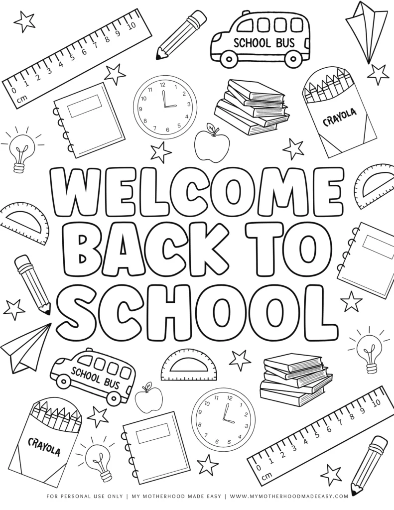 Welcome back to school coloring pages