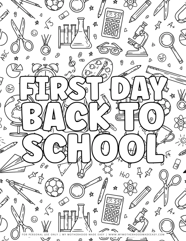 first day of school coloring pages