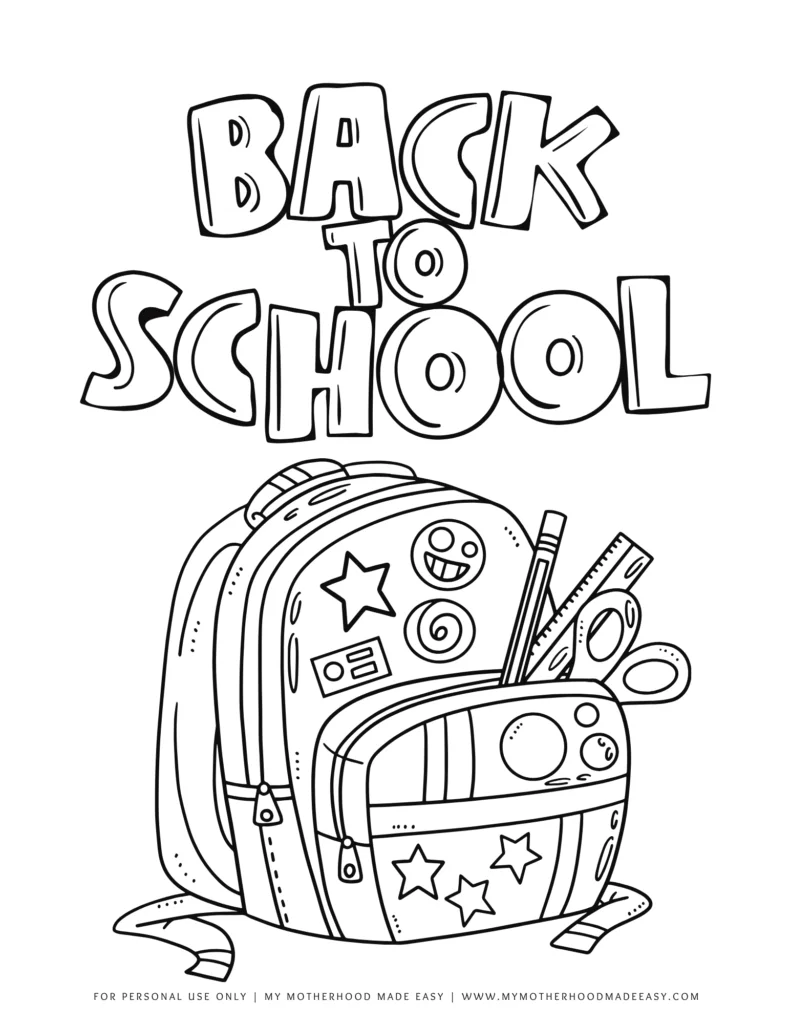 Back to school coloring page pdf