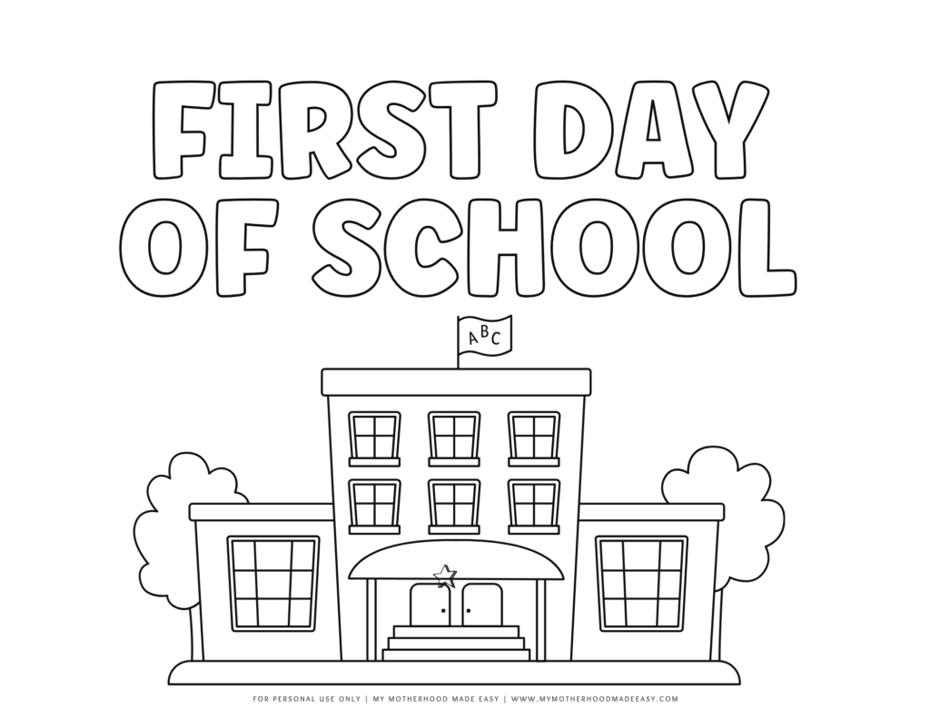 First day of school coloring page pdf