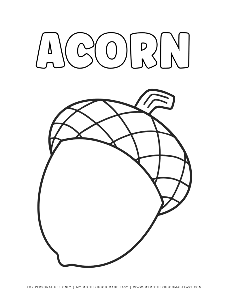 Acorn - fall coloring sheets