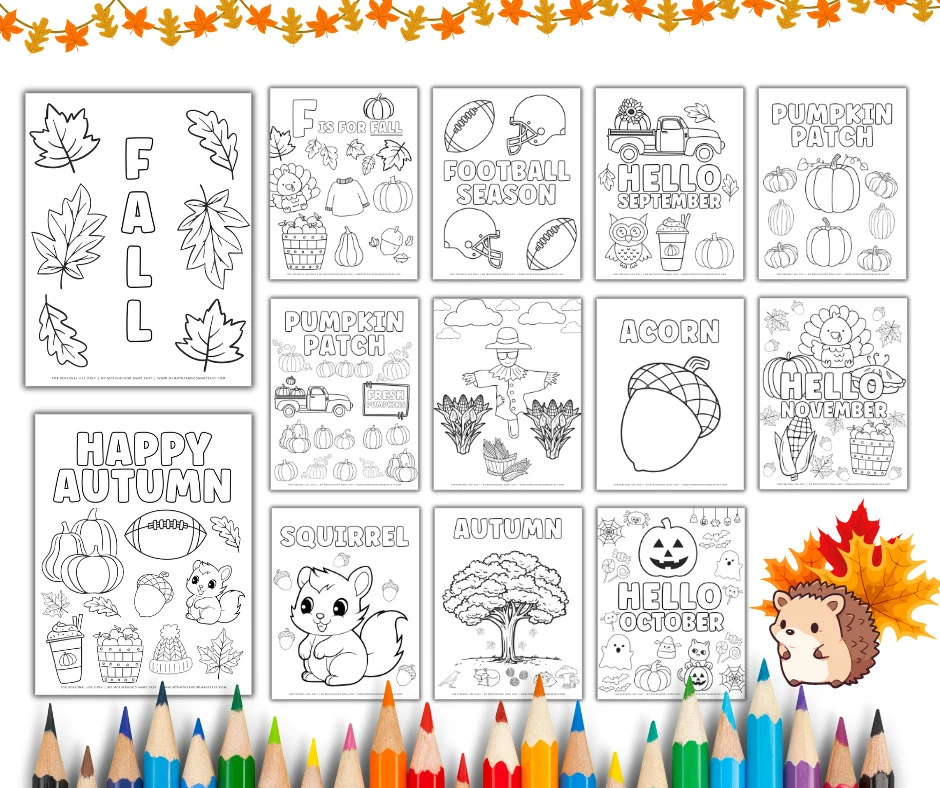 Fall coloring pages for kids