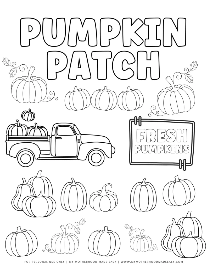 Pumpkin Patch - fall coloring pages