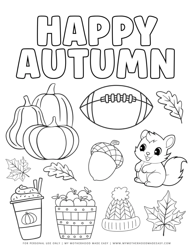 fall coloring pages kids