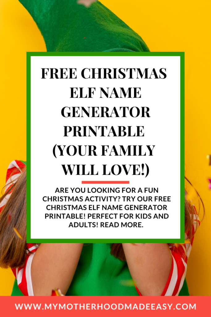 FREE Christmas Elf Name Generator Printable (Fun Game)