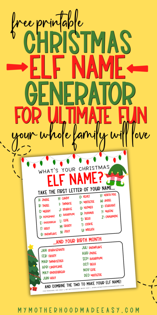 christmas elf name generator printable pdf