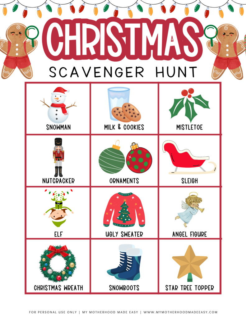 Printable Christmas Scavenger Hunt