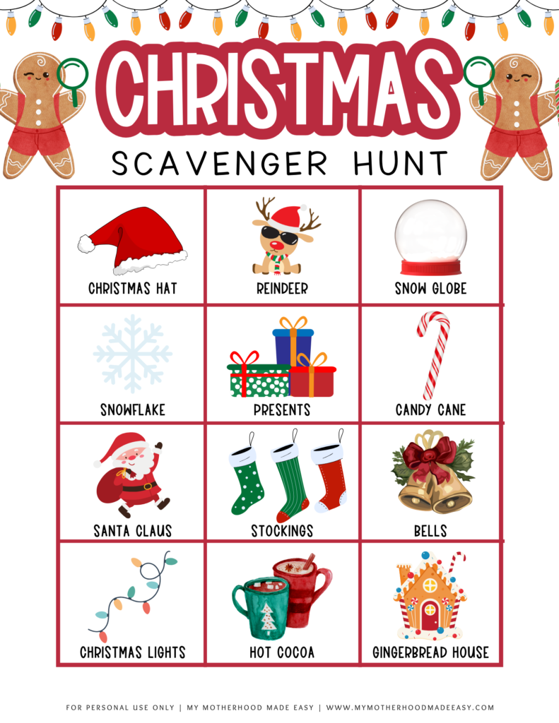 Christmas Scavenger Hunt pdf