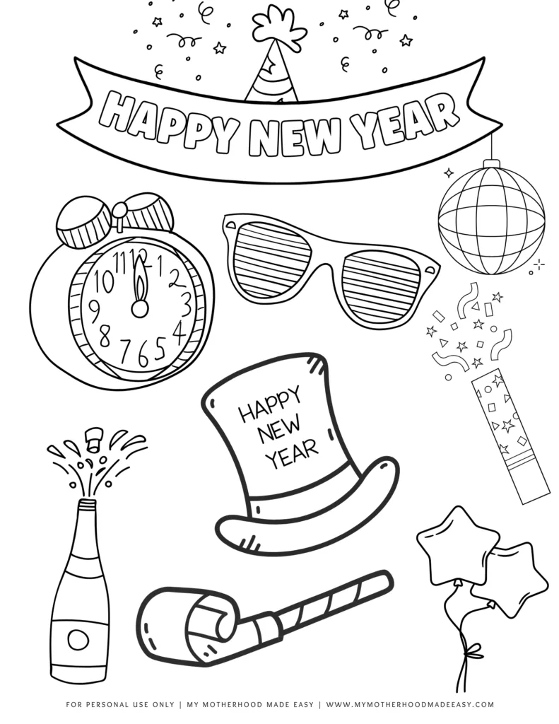 Cute new year coloring pages