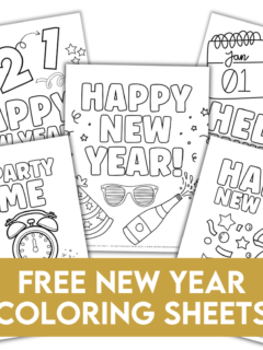 FREE New Year coloring sheets