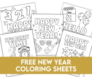 FREE New Year coloring sheets