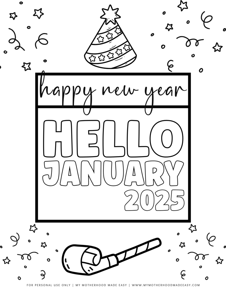 Free printable New year coloring pages