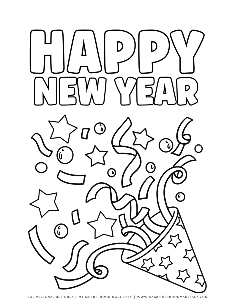 Happy New year coloring pdf