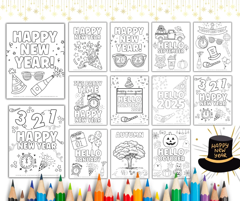 New Year coloring pages for kids